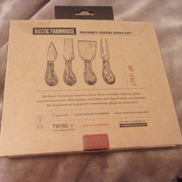 Gourmet Cheese Knives Set - Rustic Elegance l (4) - Twine Rustic Farmhouse New - Picture 2 of 2